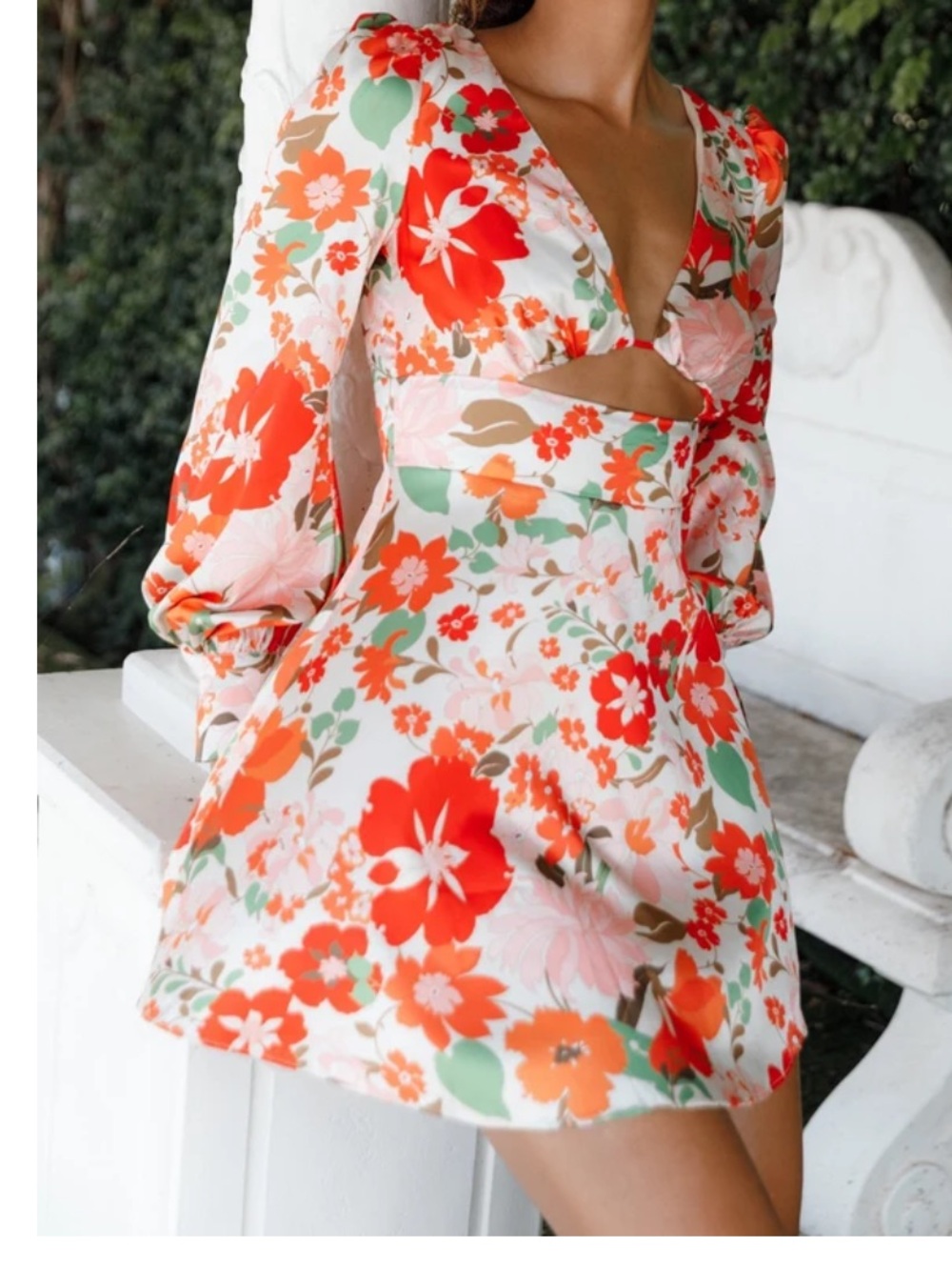 Petal & Pup Tanaya puff sleeve skater orange floral dress NWT sz XS